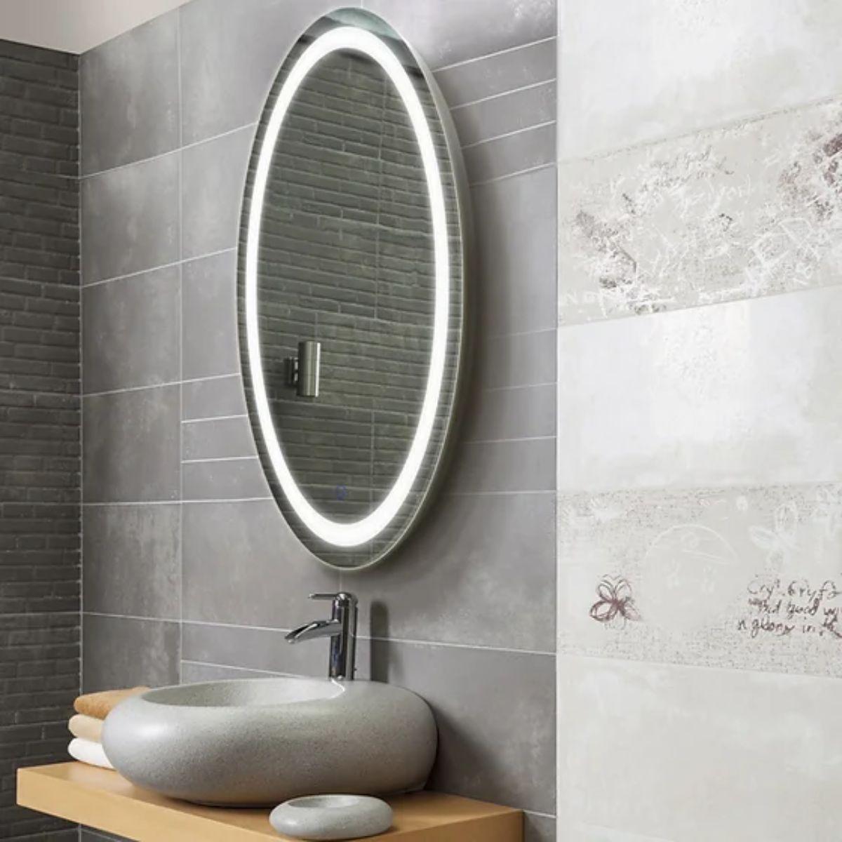 Edison 30 in. x 42 in. Oval LED Wall Mirror with Touch On/Off Dimmer Function - Bees Lighting