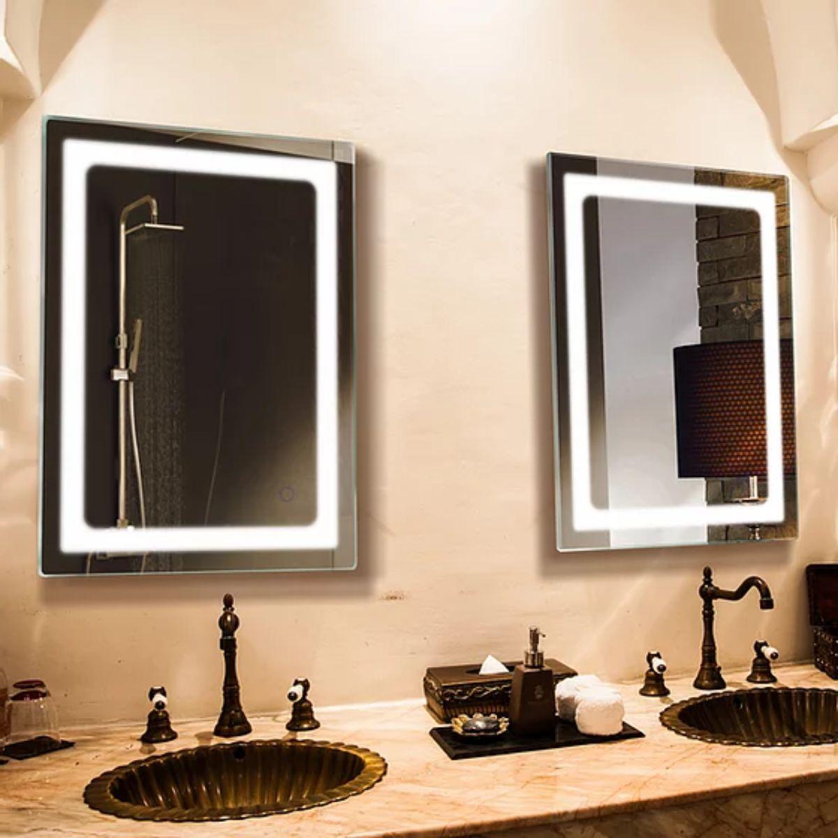 Swan 24 in. x 34 in. LED Wall Mirror with Touch On/Off Dimmer Function - Bees Lighting