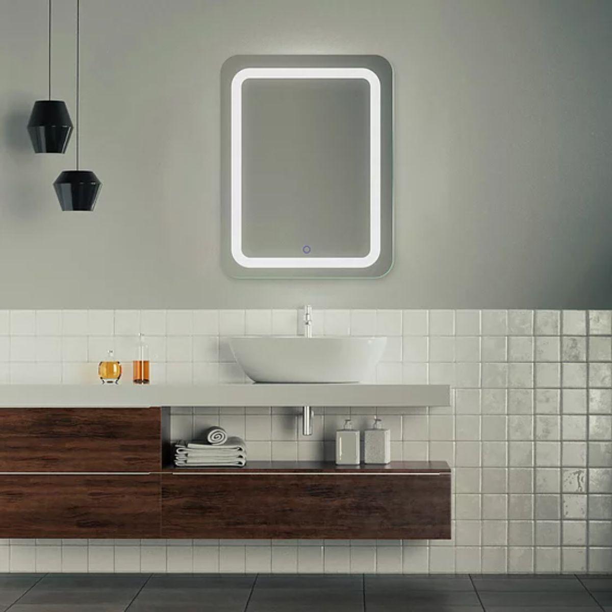 Egret 24 in. x 34 in. LED Wall Mirror with Touch On/Off Dimmer Function - Bees Lighting
