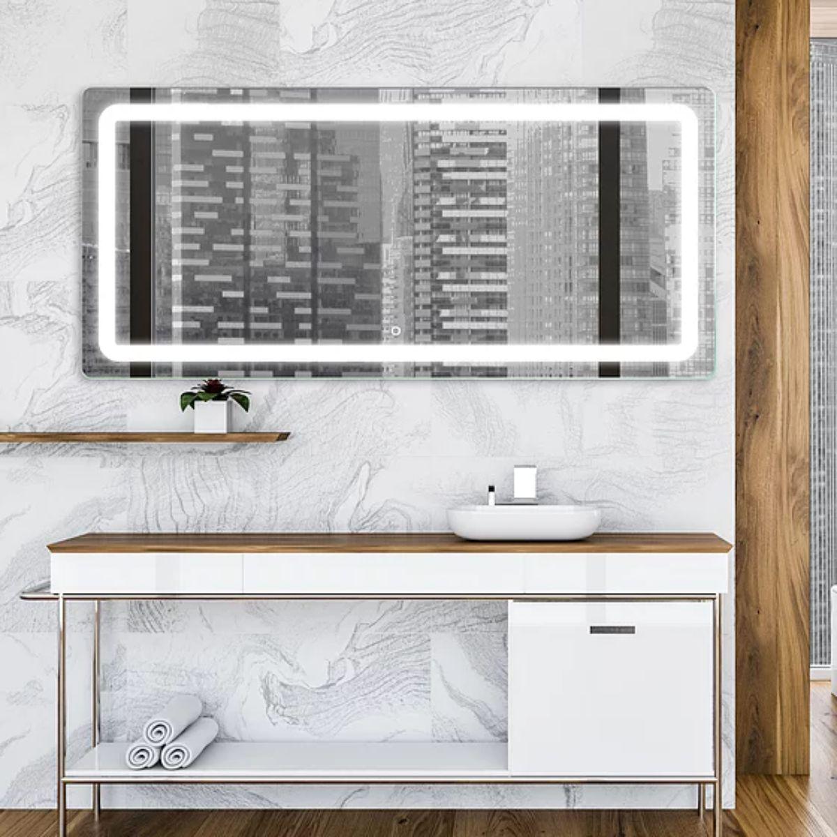 Egret 60 in. x 35 in. LED Wall Mirror with Touch On/Off Dimmer Function - Bees Lighting
