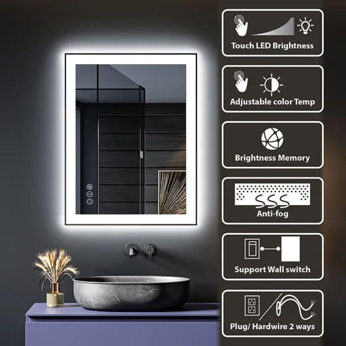 M21 Black Frame 60 In. X 36 In. LED Bathroom Vanity Mirror - Bees Lighting