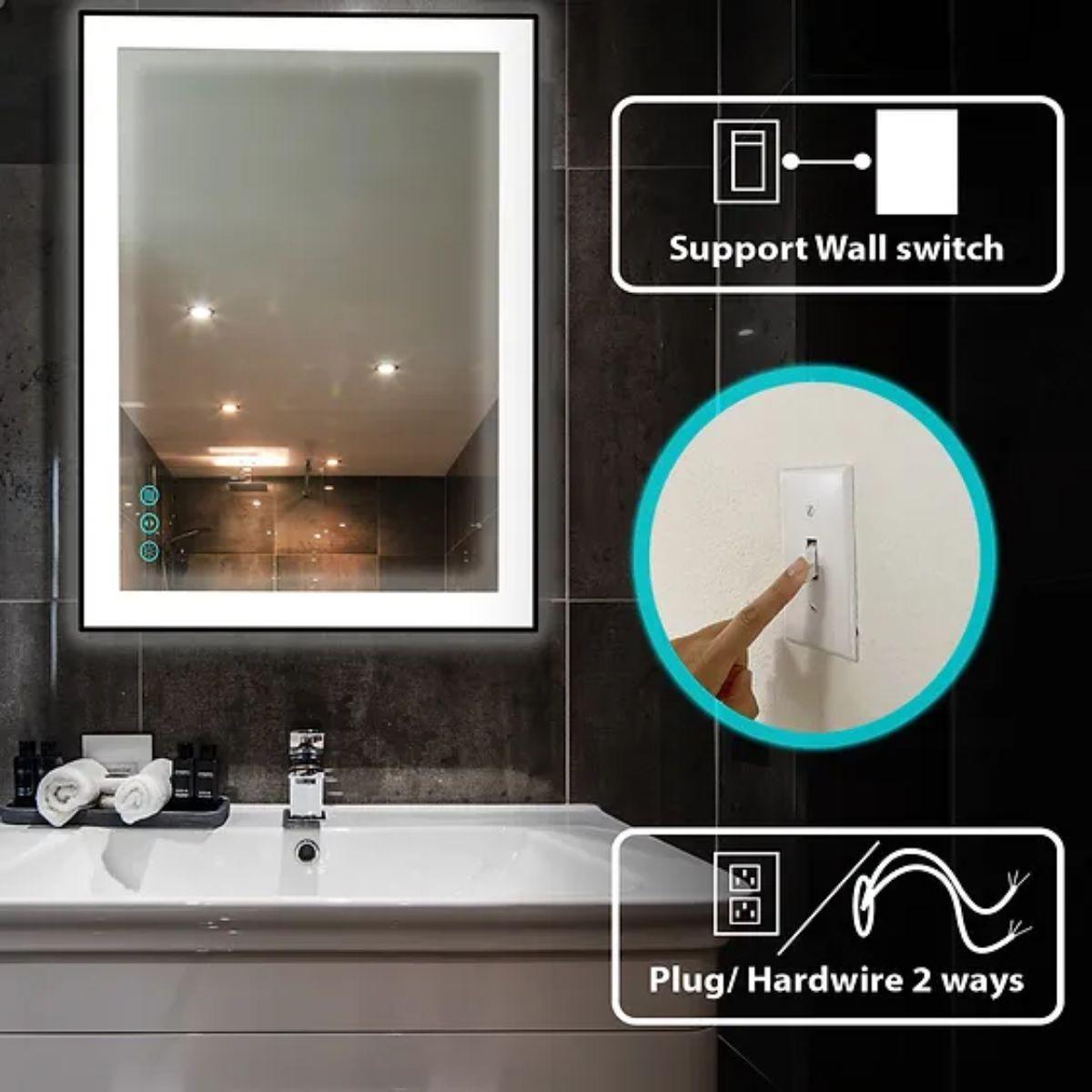 M21 Black Frame 60 In. X 36 In. LED Bathroom Vanity Mirror - Bees Lighting