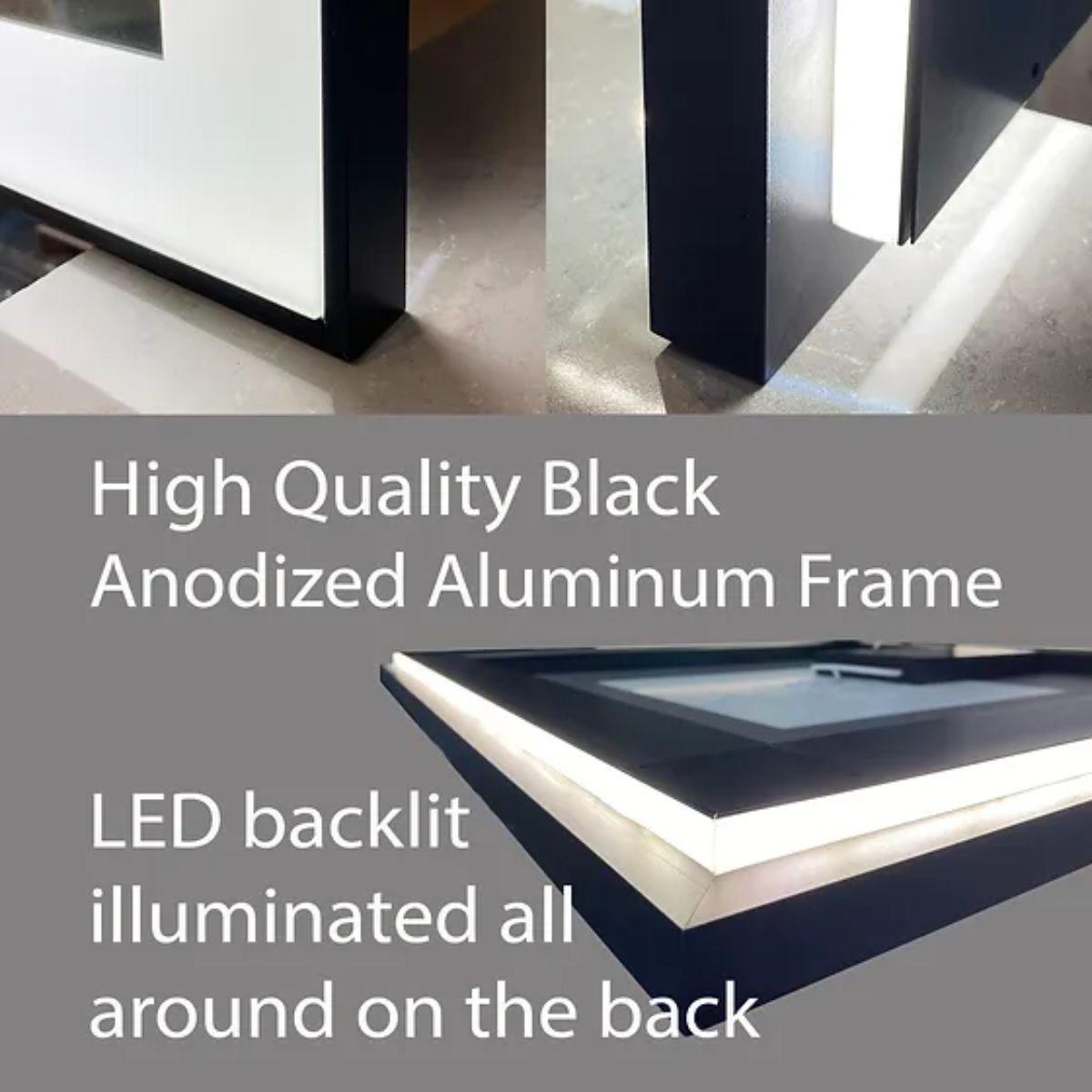 M21 Black Frame 60 In. X 36 In. LED Bathroom Vanity Mirror - Bees Lighting