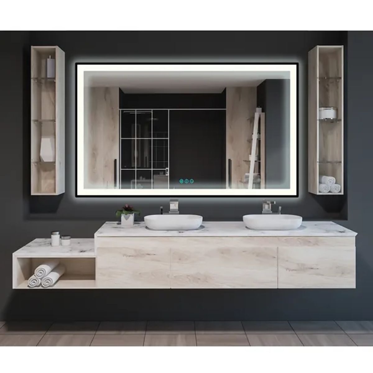 M21 Black Frame 82 In. X 32 In. LED Bathroom Vanity Mirror - Bees Lighting