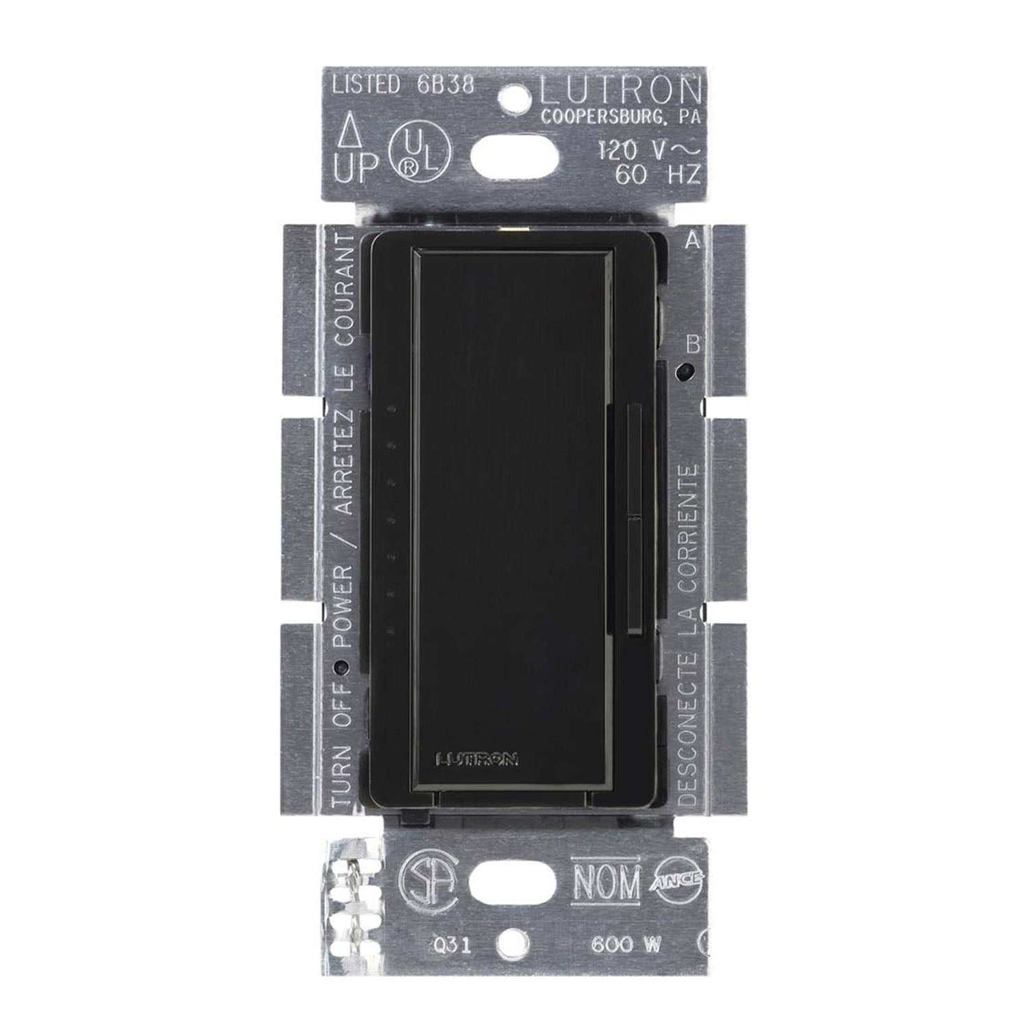 Maestro Digital Dimmer Switch, 600-Watt, Single-Pole or Multi-Location, Black - Bees Lighting