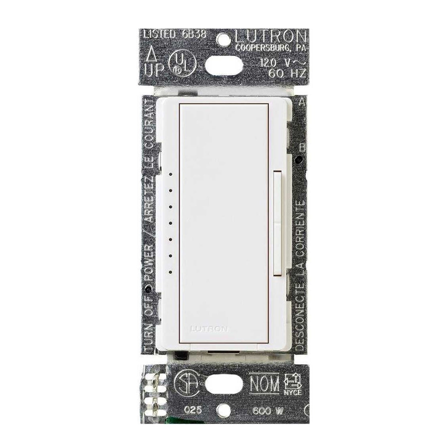 Maestro Digital Dimmer Switch, 600-Watt, Single-Pole or Multi-Location, White - Bees Lighting