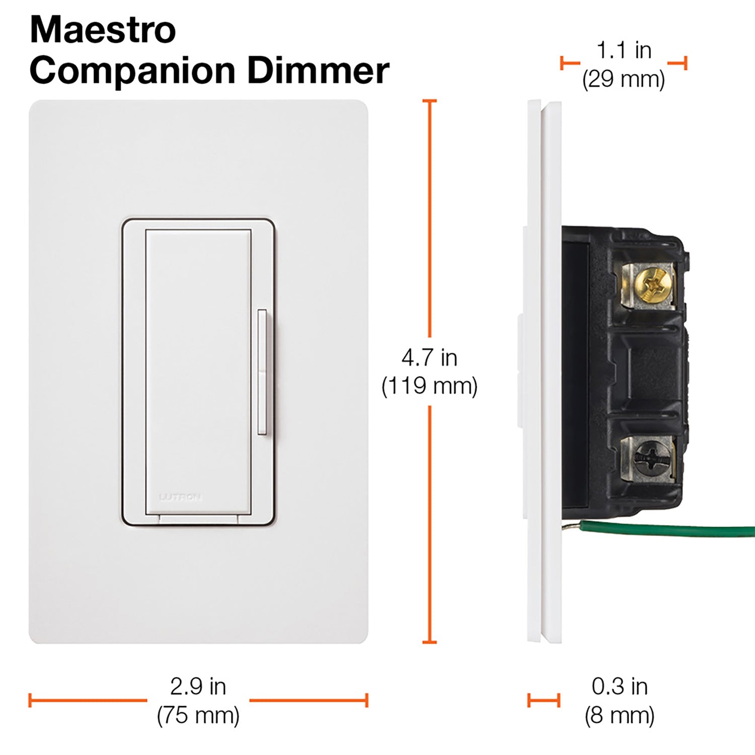 Lutron Maestro Companion Multi-Location Dimmer, Not for Standalone Use, Light Almond - Bees Lighting