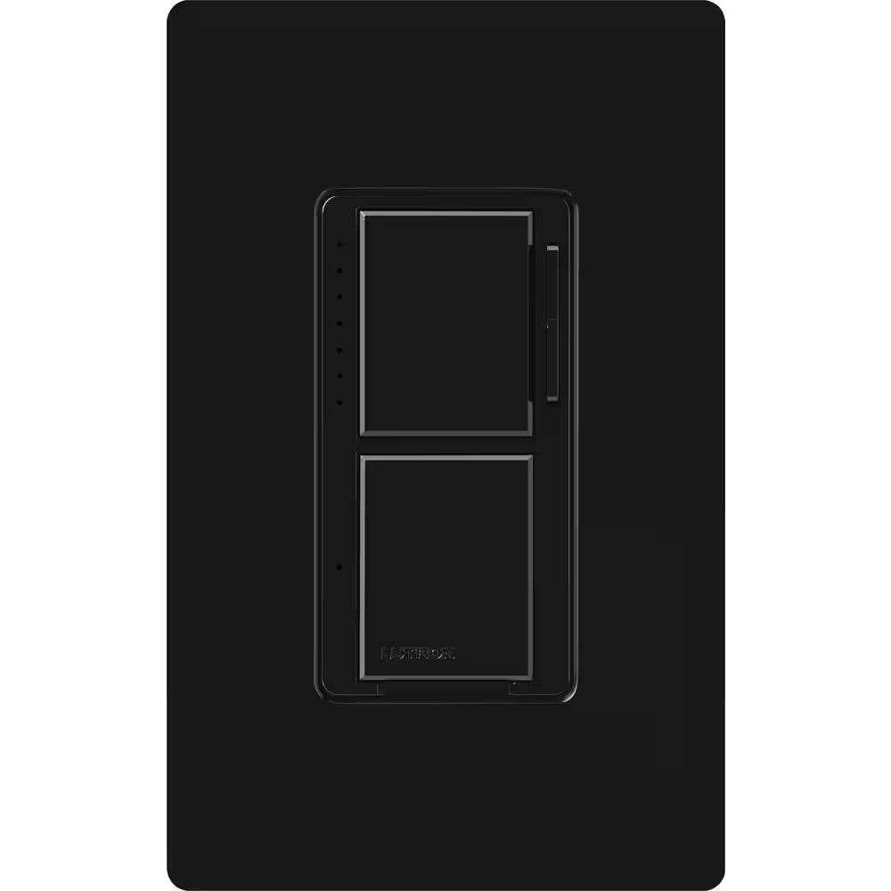Maestro LED+ Dual Dimmer and Switch, 75W LED/2.5A Fan, Single Pole, Black - Bees Lighting