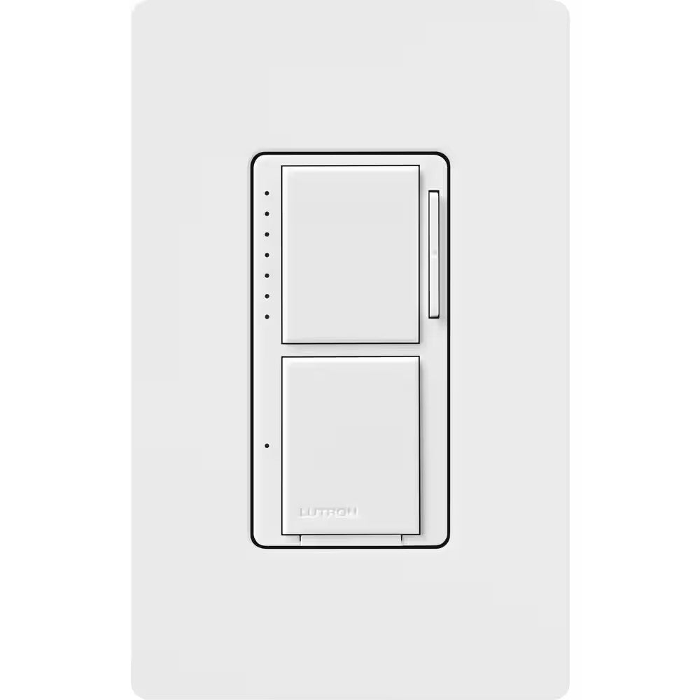 Maestro LED+ Dual Dimmer and Switch, 75W LED/2.5A Fan, Single Pole, White - Bees Lighting
