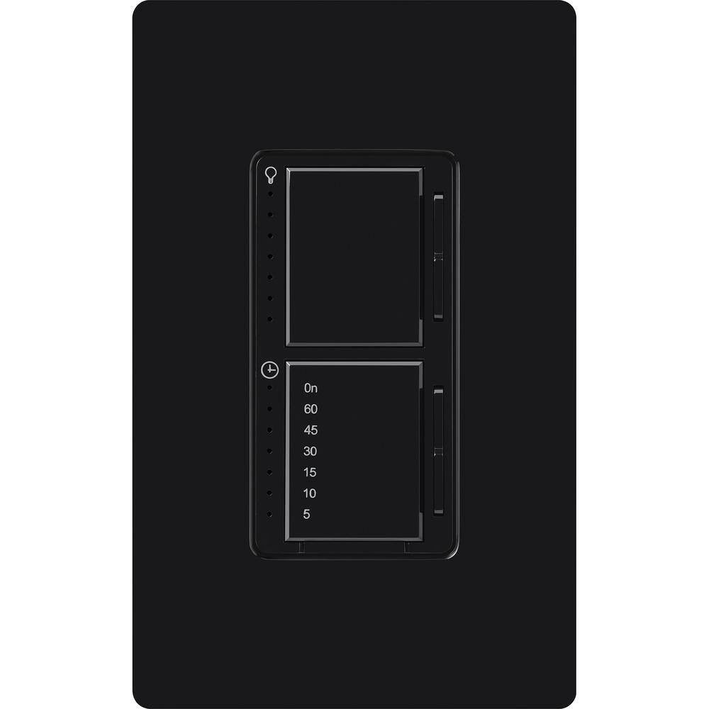 Maestro LED+ Dual Dimmer and Timer Switch, 75W LED/2.5A Fan, Single Pole, Black - Bees Lighting
