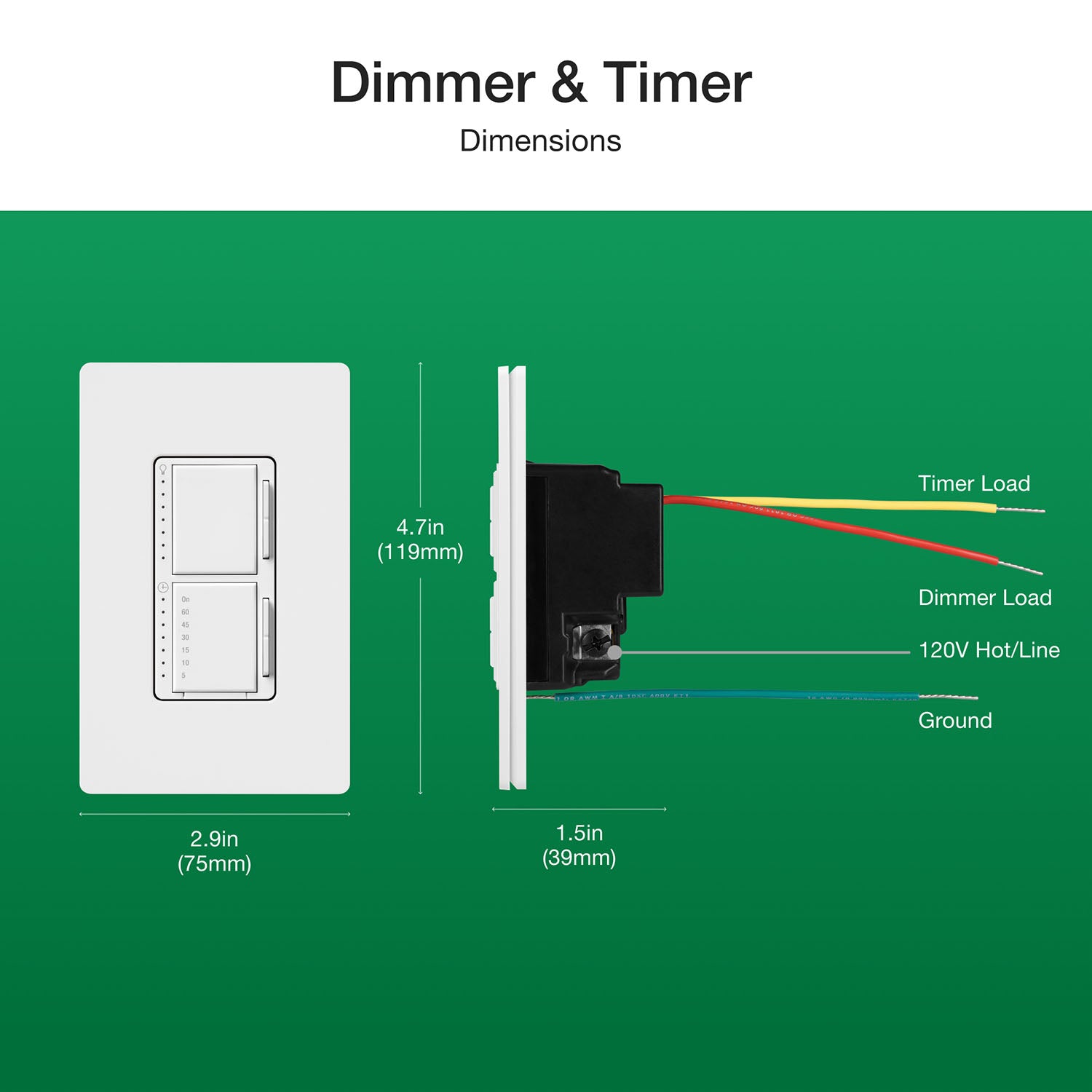 Maestro LED+ Dual Dimmer and Timer Switch, 75W LED/2.5A Fan, Single Pole, Light Almond - Bees Lighting