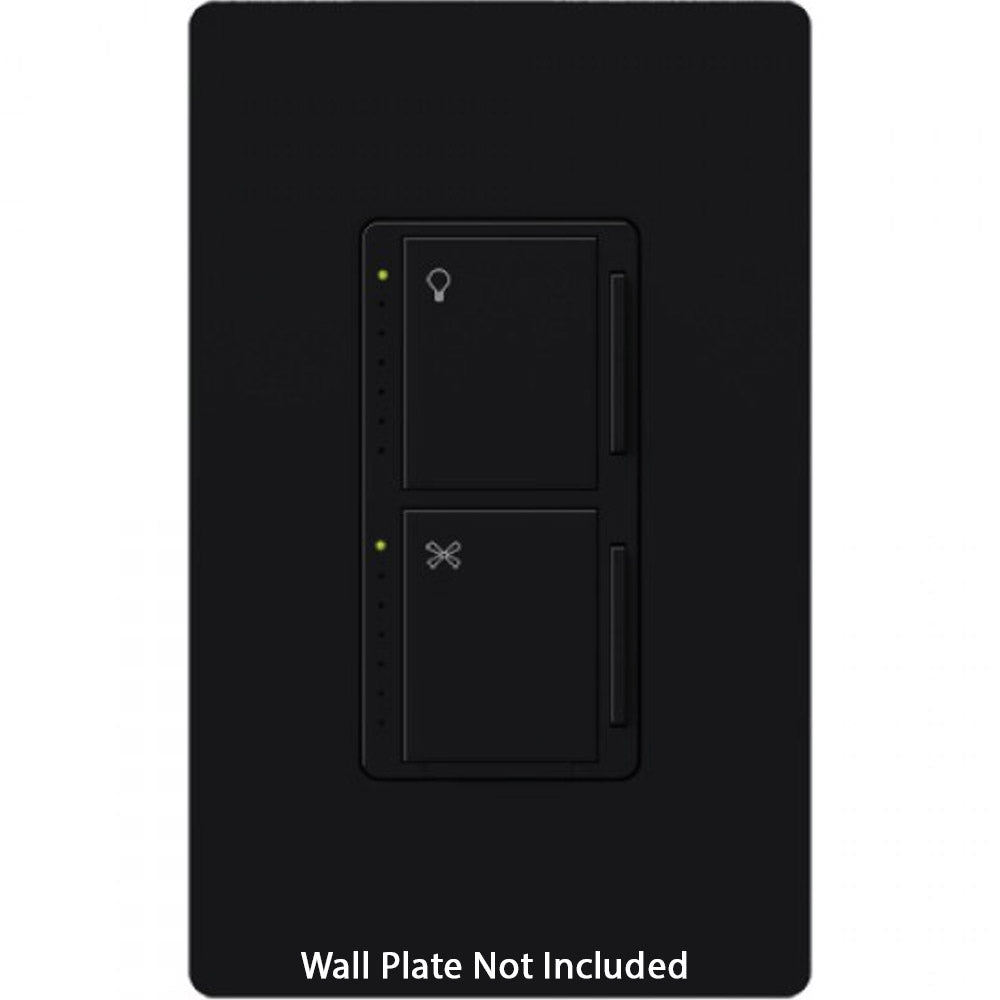 Maestro Dual LED+ Dimmer and 4-Speed Fan Control, Single Pole, Black - Bees Lighting