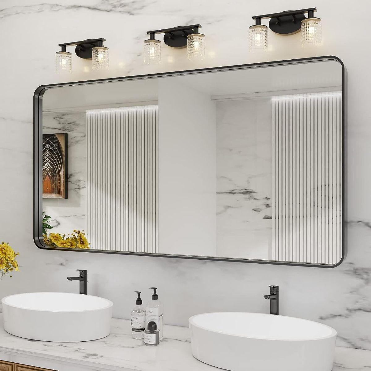 Raven 55 In. X 30 In. Black Aluminum Frame Mirror - Bees Lighting