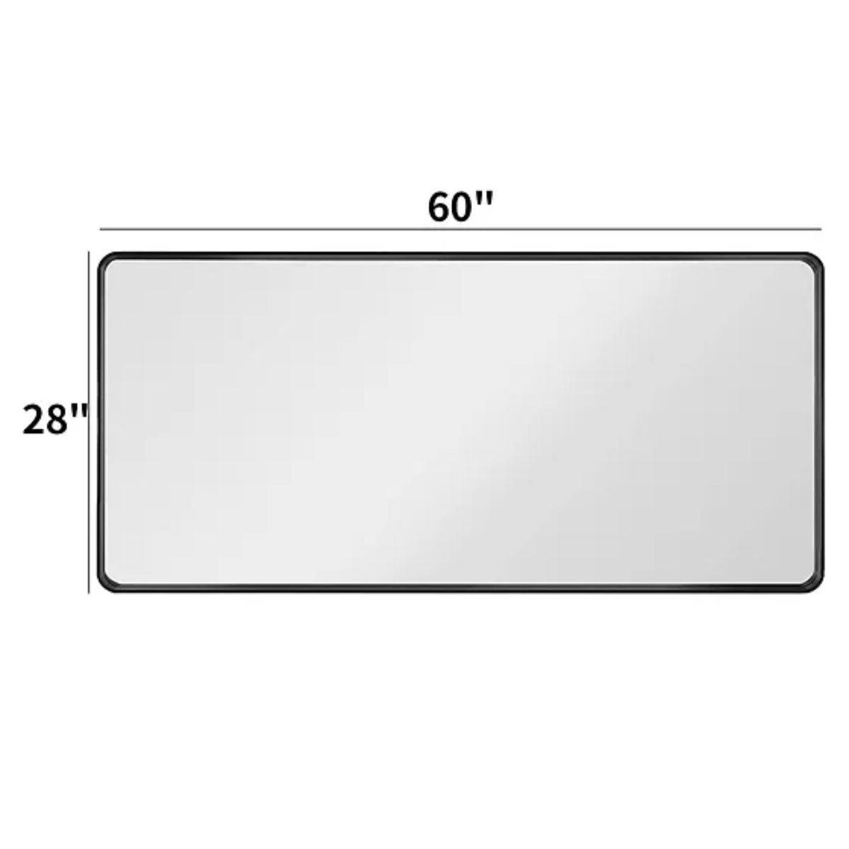 Raven 60 In. X 28 In. Black Aluminum Frame Mirror - Bees Lighting