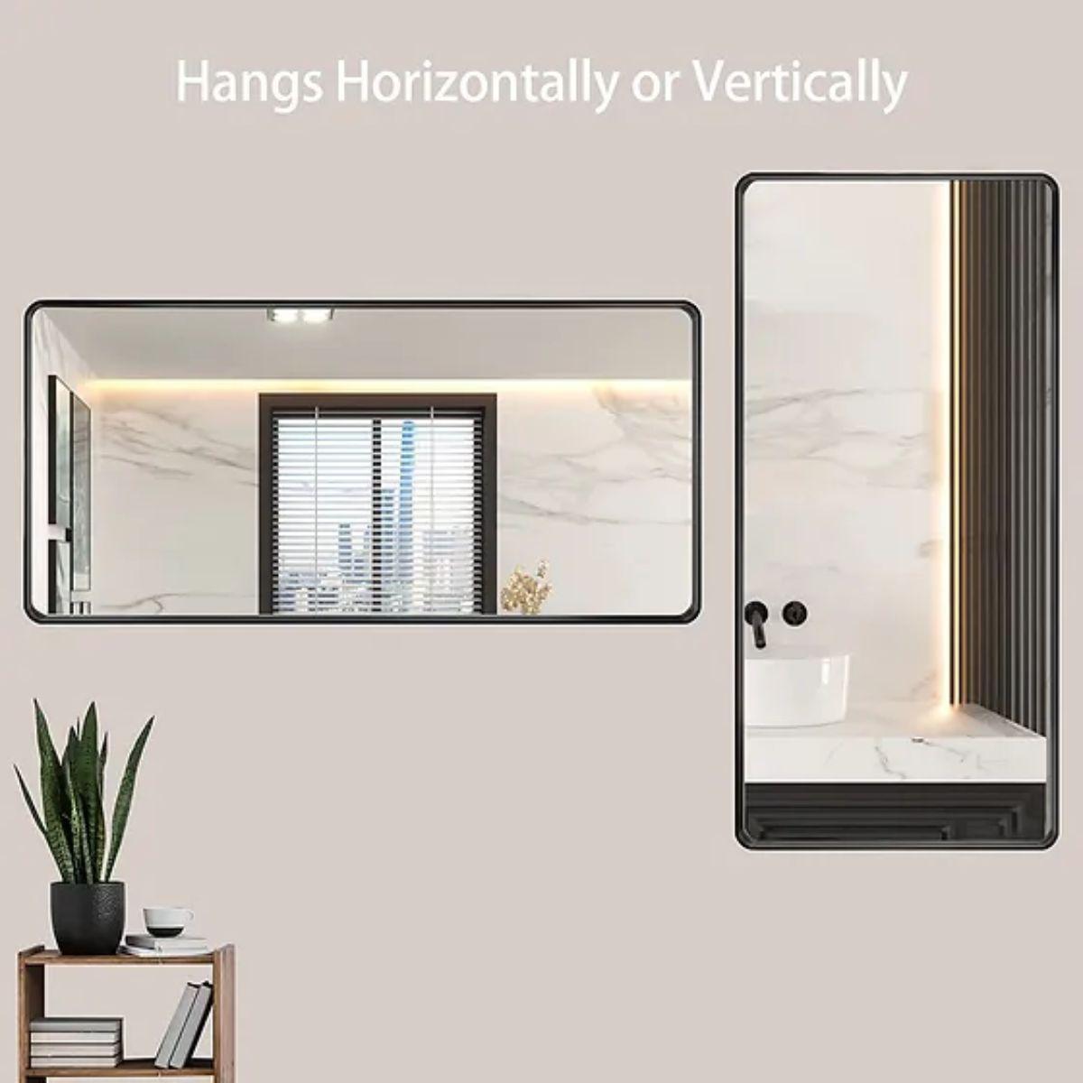Raven 65 In. X 22 In. Black Aluminum Frame Mirror - Bees Lighting
