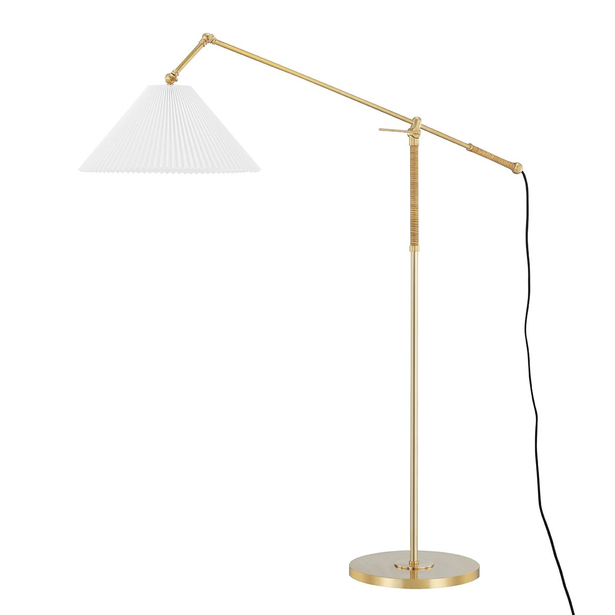 Dorset Floor Lamp Rattan and Brass Accents - Bees Lighting