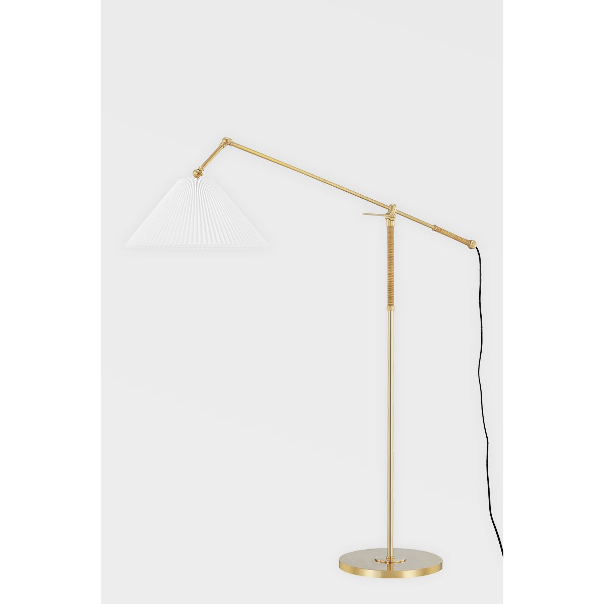 Dorset Floor Lamp Rattan and Brass Accents - Bees Lighting