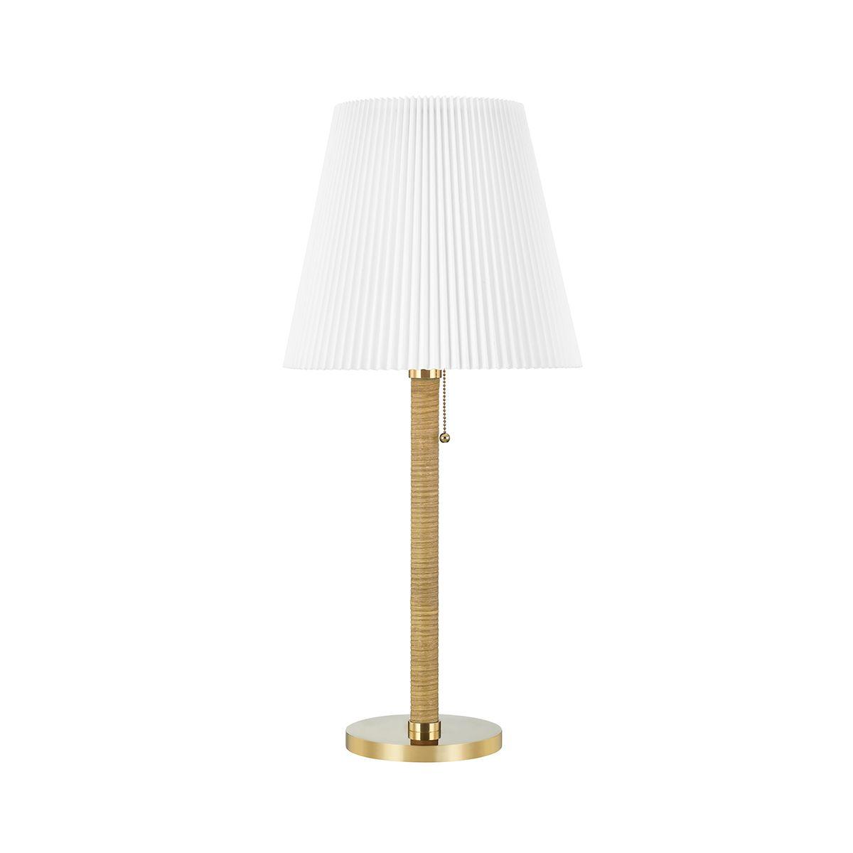 Dorset Table Lamp Rattan and Brass Accents - Bees Lighting