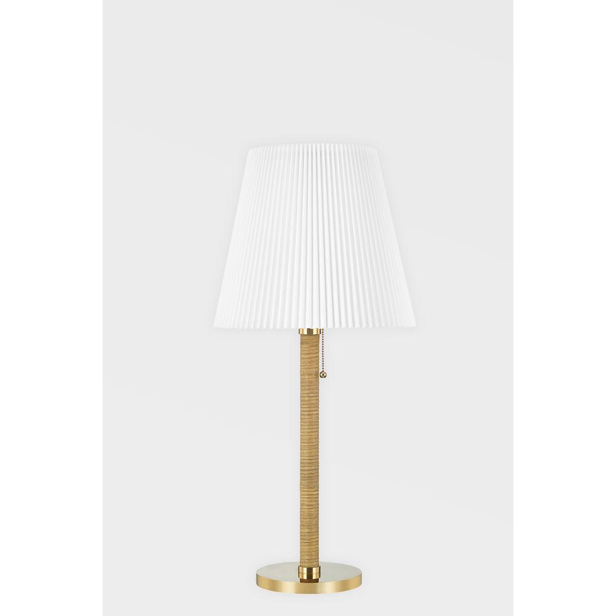 Dorset Table Lamp Rattan and Brass Accents - Bees Lighting