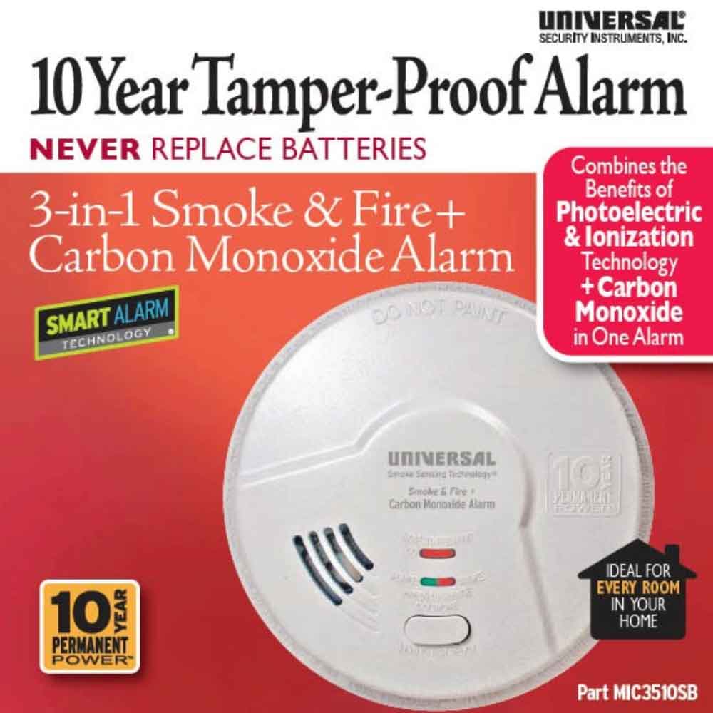 3-in-1 Smoke, Fire and Carbon Monoxide Smart Alarm 10 Year Sealed Battery