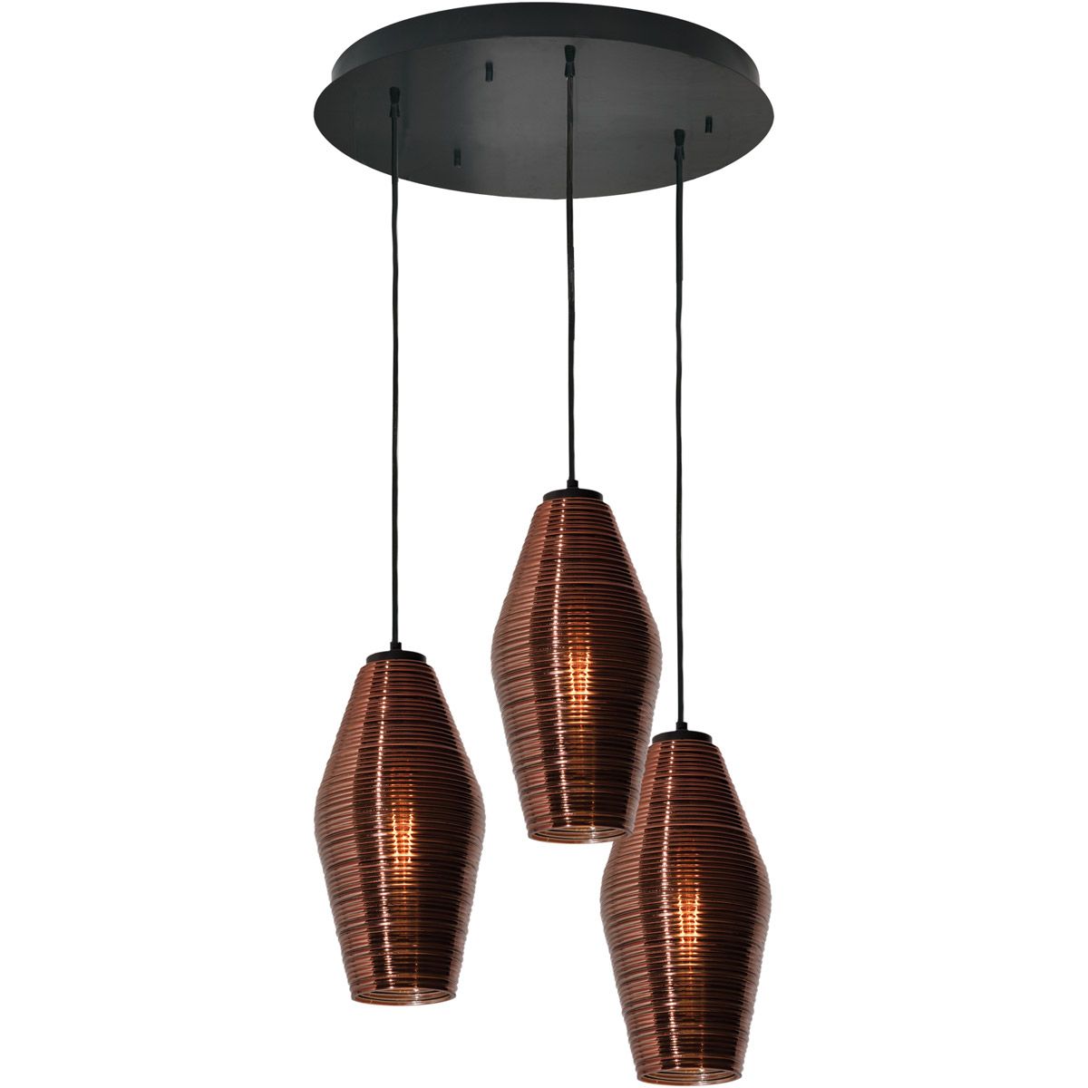 Mila 18 in. 3 Lights Pendant Light Black Finish - Bees Lighting