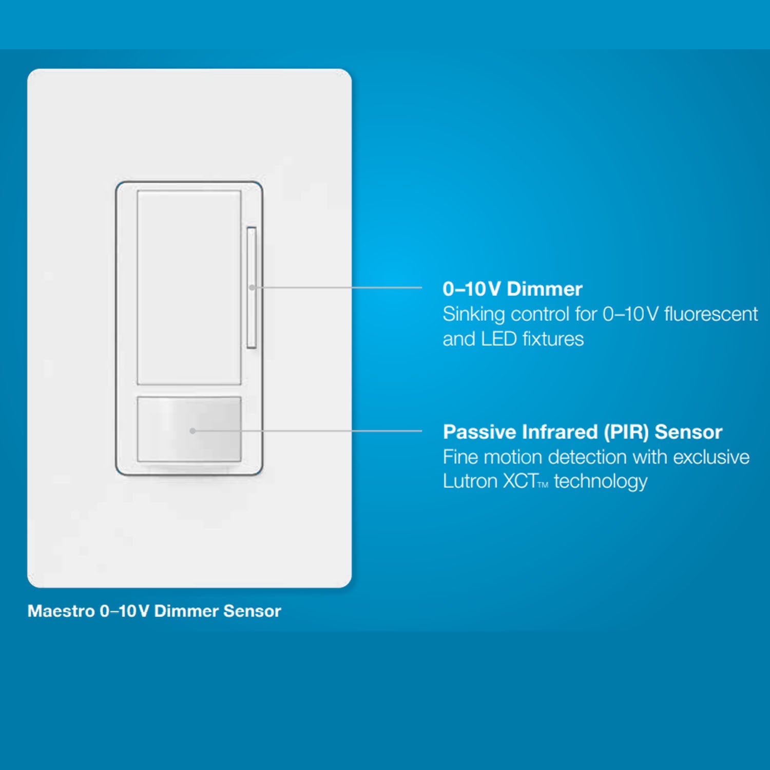 Maestro 120-277V Vacancy Motion Sensor Switch with 0-10V Dimmer PIR, 3-Way/Multi-Location, White - Bees Lighting