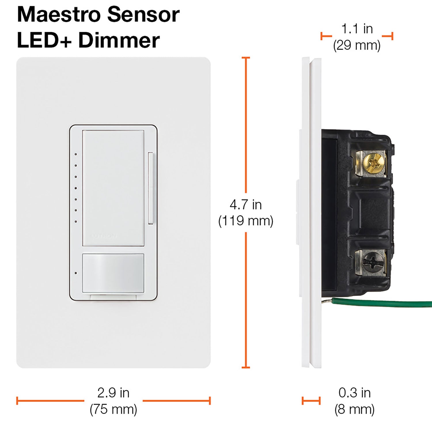 Maestro PIR 180° Occupany|Vanancy Motion Sensor LED+ Dimmer Switch, 150W, 120V, Light Almond - Bees Lighting