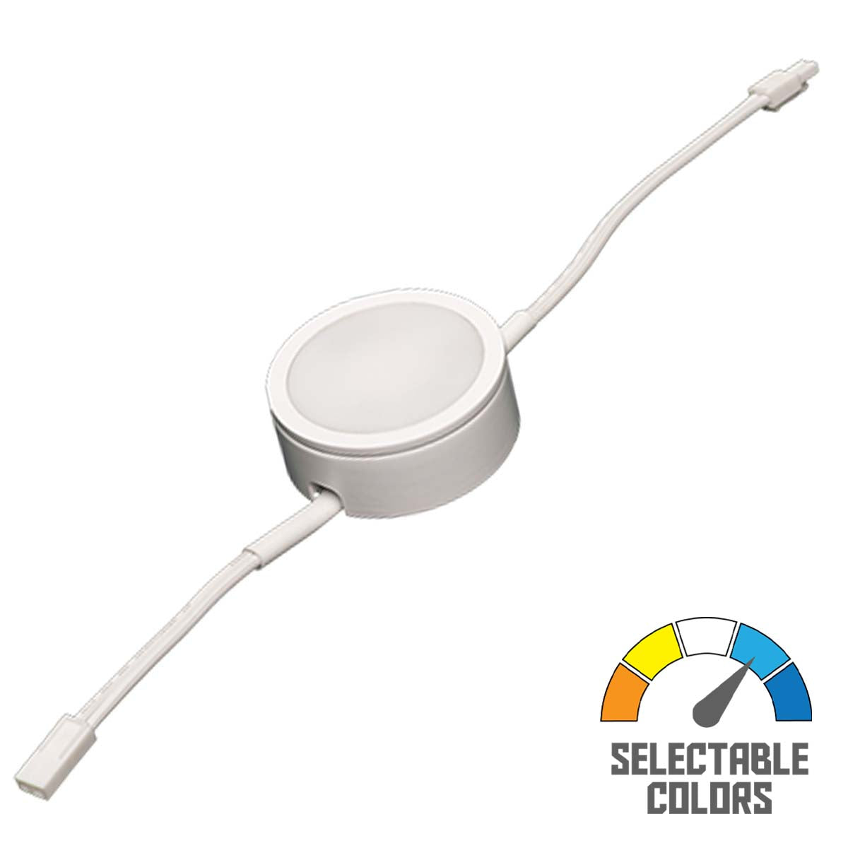 MVP LED Puck Light with Double 6in Lead Wire, Selectable CCT 2700K to 5000K, 120V, White