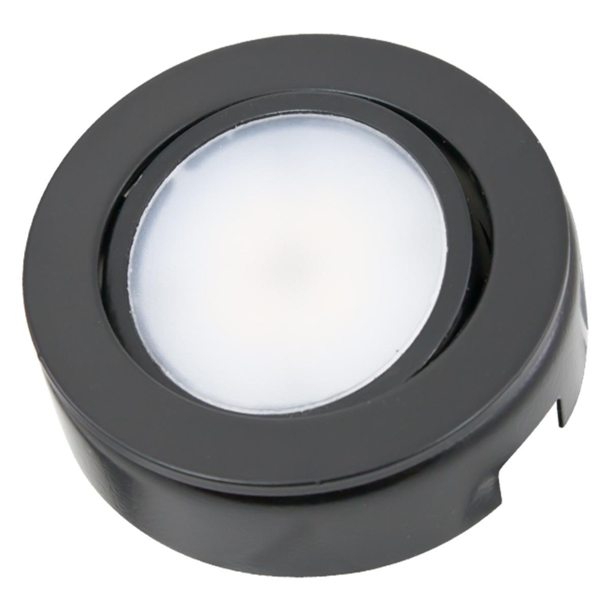 MVP Swivel LED Puck Light with Double 6in Lead Wire, 2700K, 120V, Black - Bees Lighting