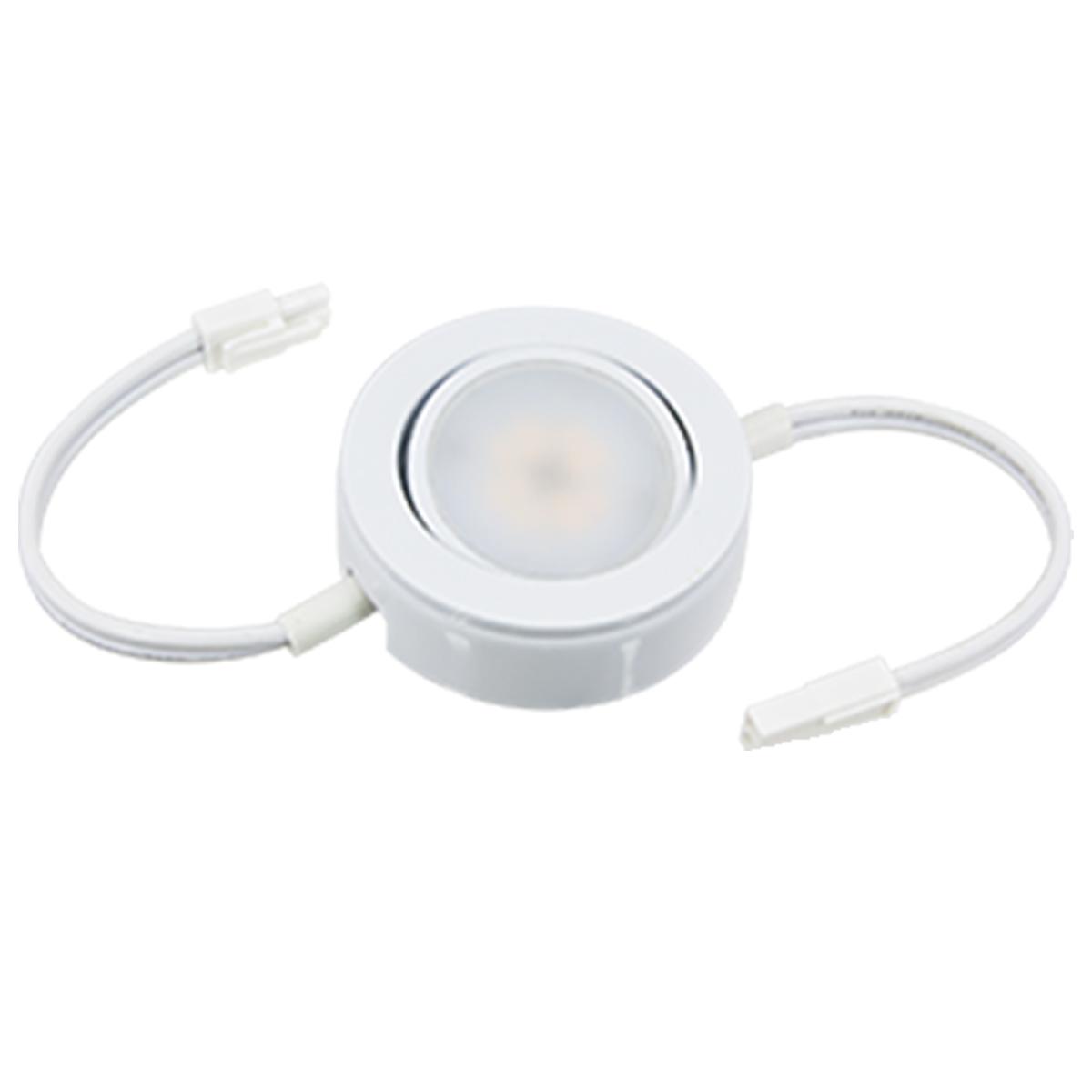 MVP Swivel LED Puck Light with Double 6in Lead Wire, 2700K, 120V, White
