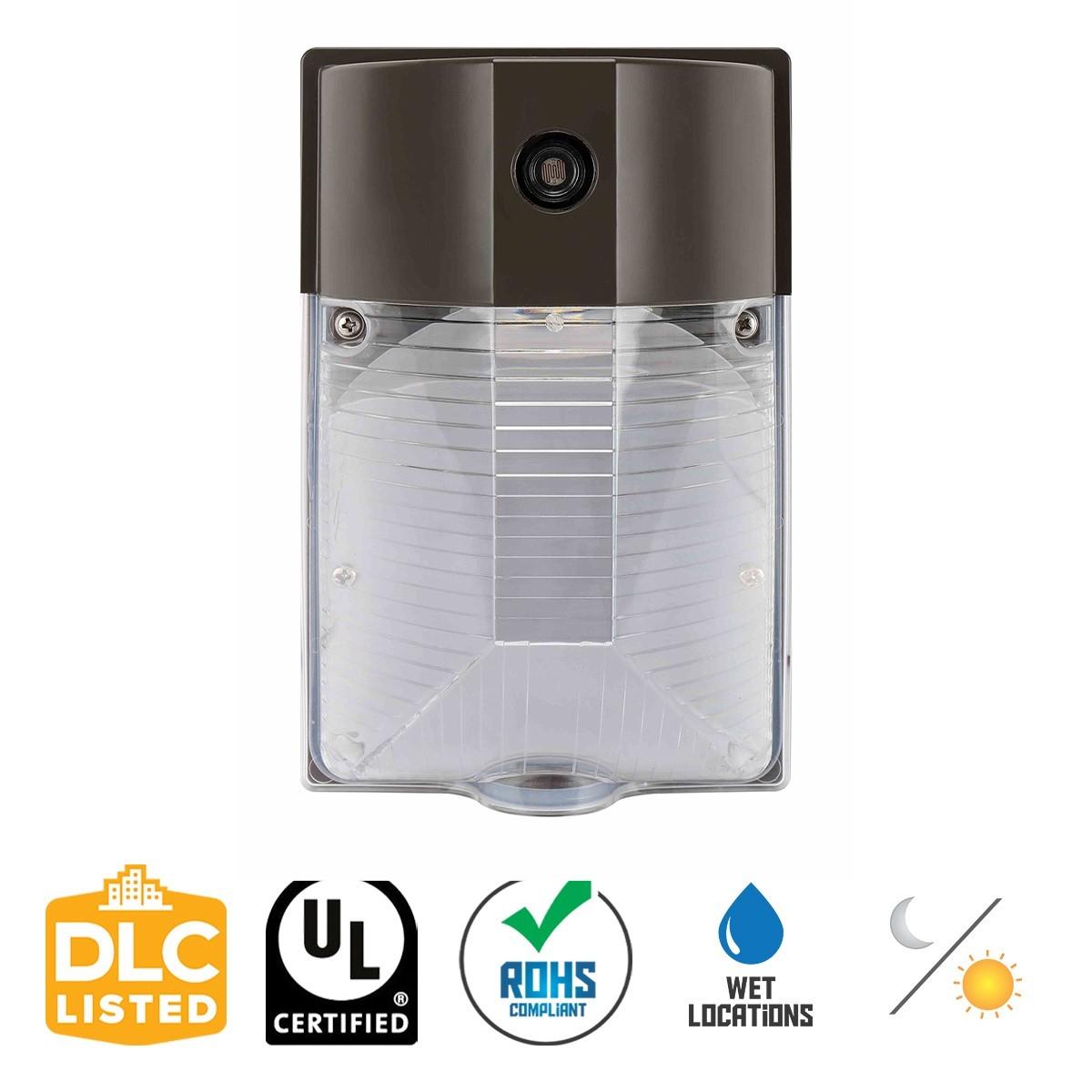 LED Mini Wall Pack With Photocell, 17W, 1950 Lumens, 5000K, 120-277V - Bees Lighting