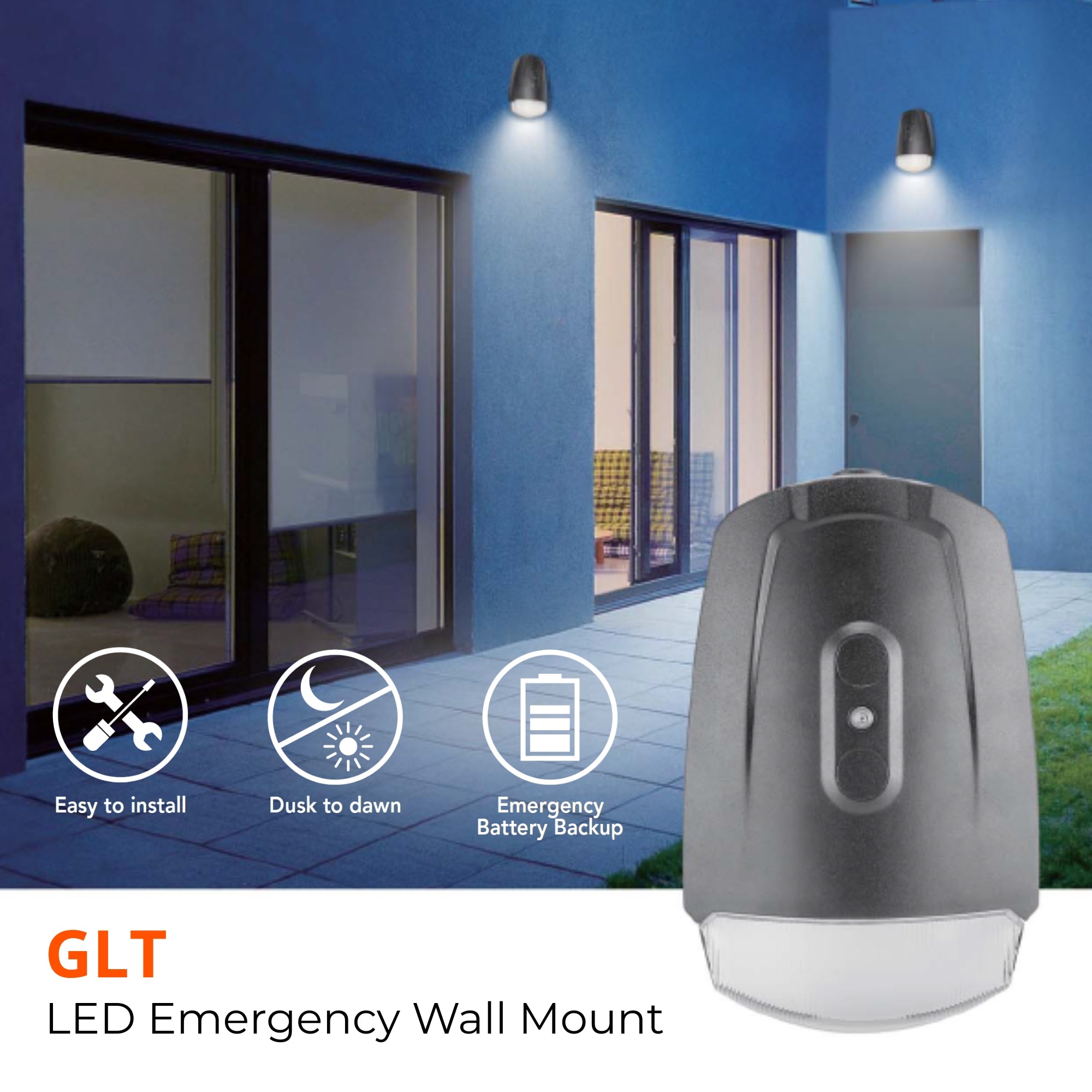 GLT LED Emergency Wall Mount 2660 Lumens 20W Selectable CCT 120-277V Photocell Bronze