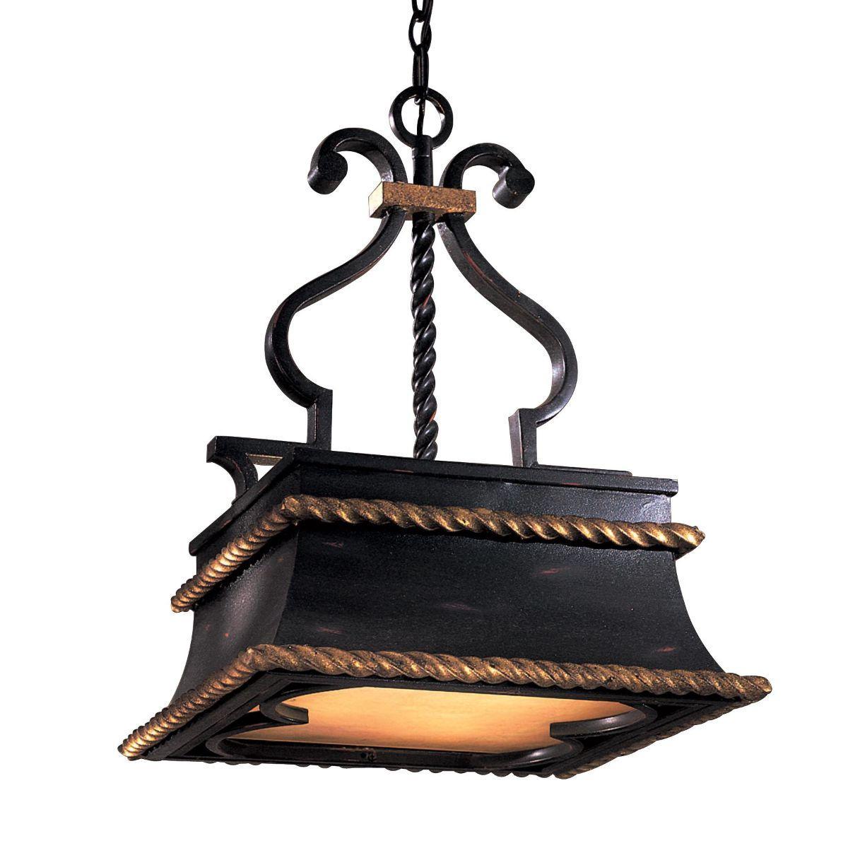 Montparnasse 17 in. 3 lights Pendant Light Black & Gold Finish