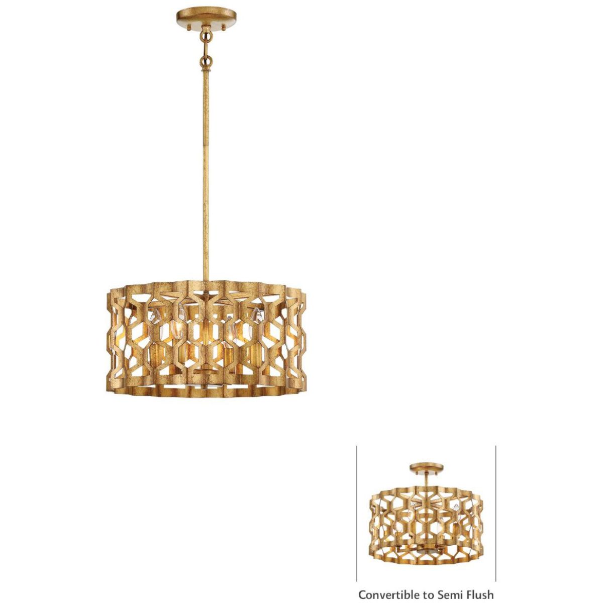Coronade 16 In. 4 Lights Semi Flush Mount Light Gold Finish - Bees Lighting