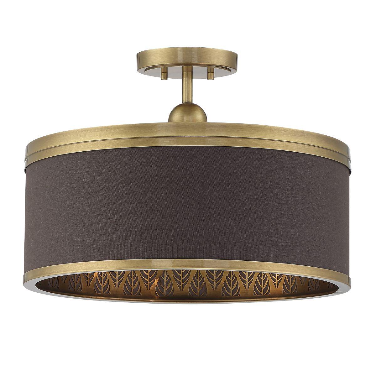 Splendour 19 in. 4 Lights Semi flush Mount Light Brown & Brass Finish