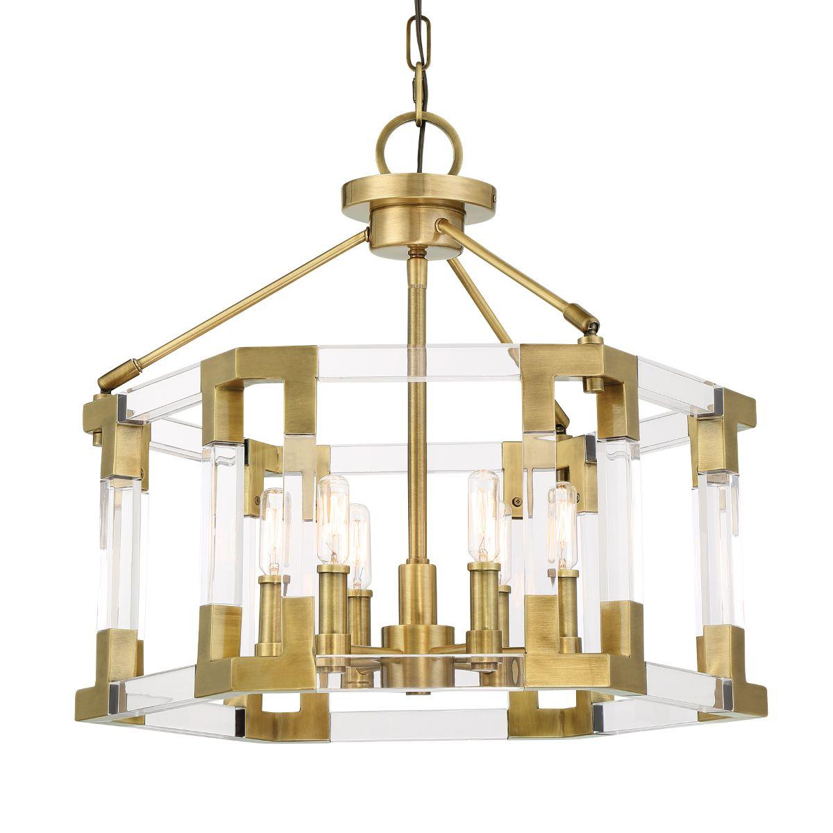 Prima Vista 21 in. 6 Lights Semi flush Mount Light Antique Brass Finish - Bees Lighting