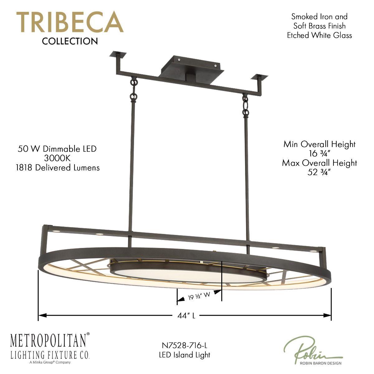 Tribeca 44 in. LED Pendant Light iron & Brass Finish - Bees Lighting