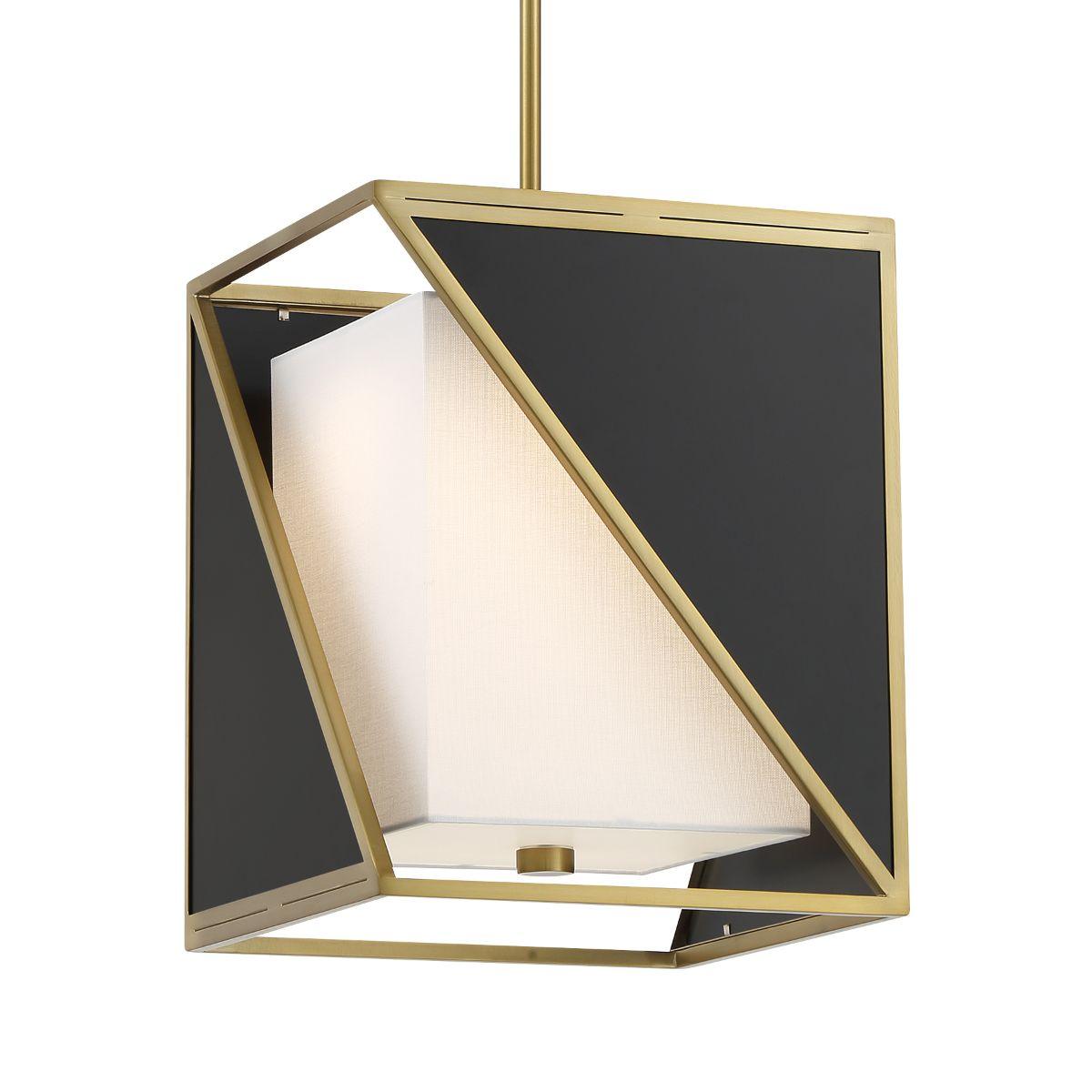 Aspect 12 in. LED Pendant Light Black & Brass Finish - Bees Lighting