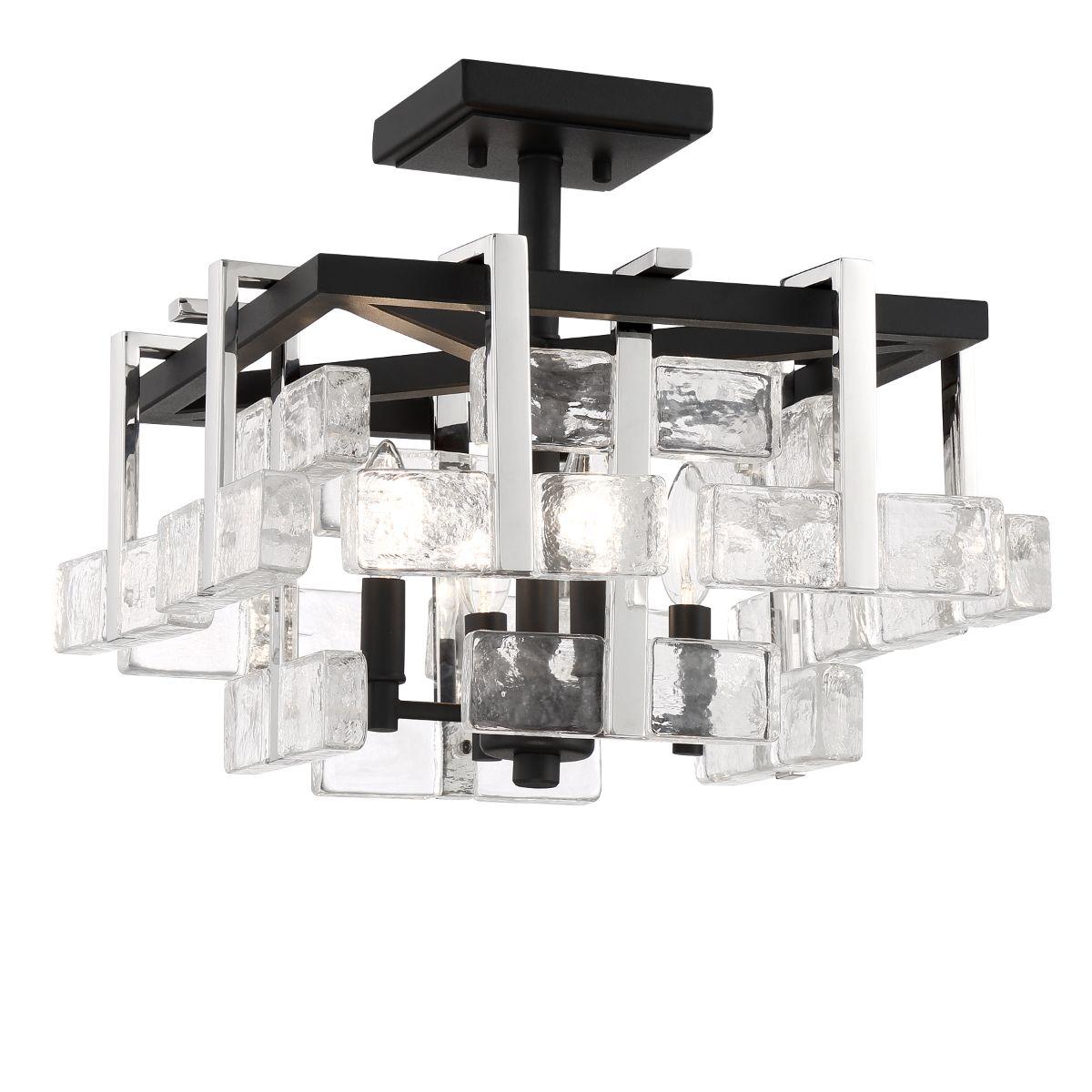 Painesdale 16 in. 4 Lights Semi flush Mount Light Black & Polished Nickel Finish - Bees Lighting