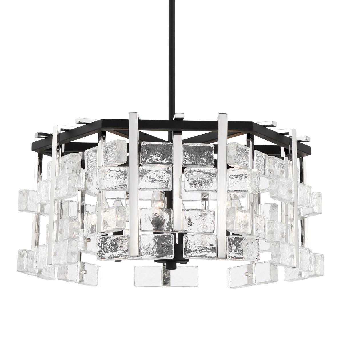 Painesdale 28 in. 6 Lights Pendant Light Black & Polished Nickel Finish