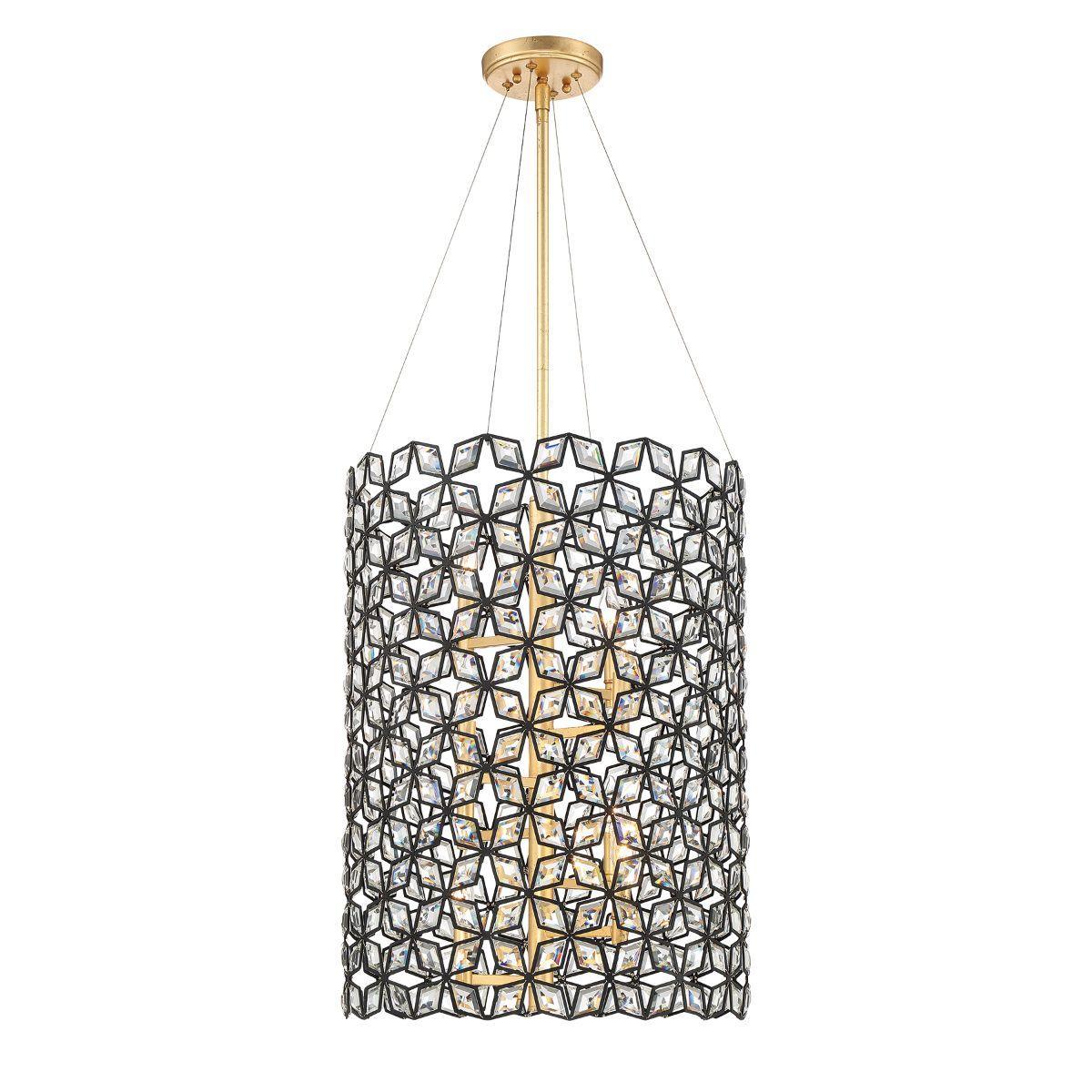 Brookcrest 20 in. 8 Lights Pendant Light Black & Brass Finish