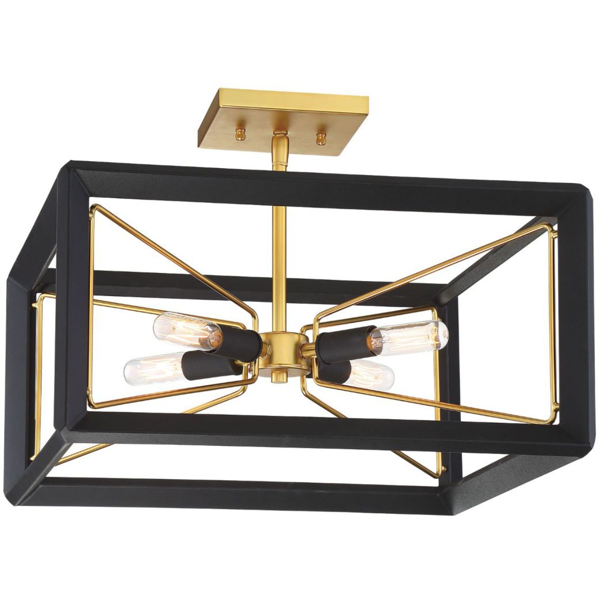 Sable Point 17 in. 4 Lights Semi flush Mount Light Black & Gold Finish - Bees Lighting