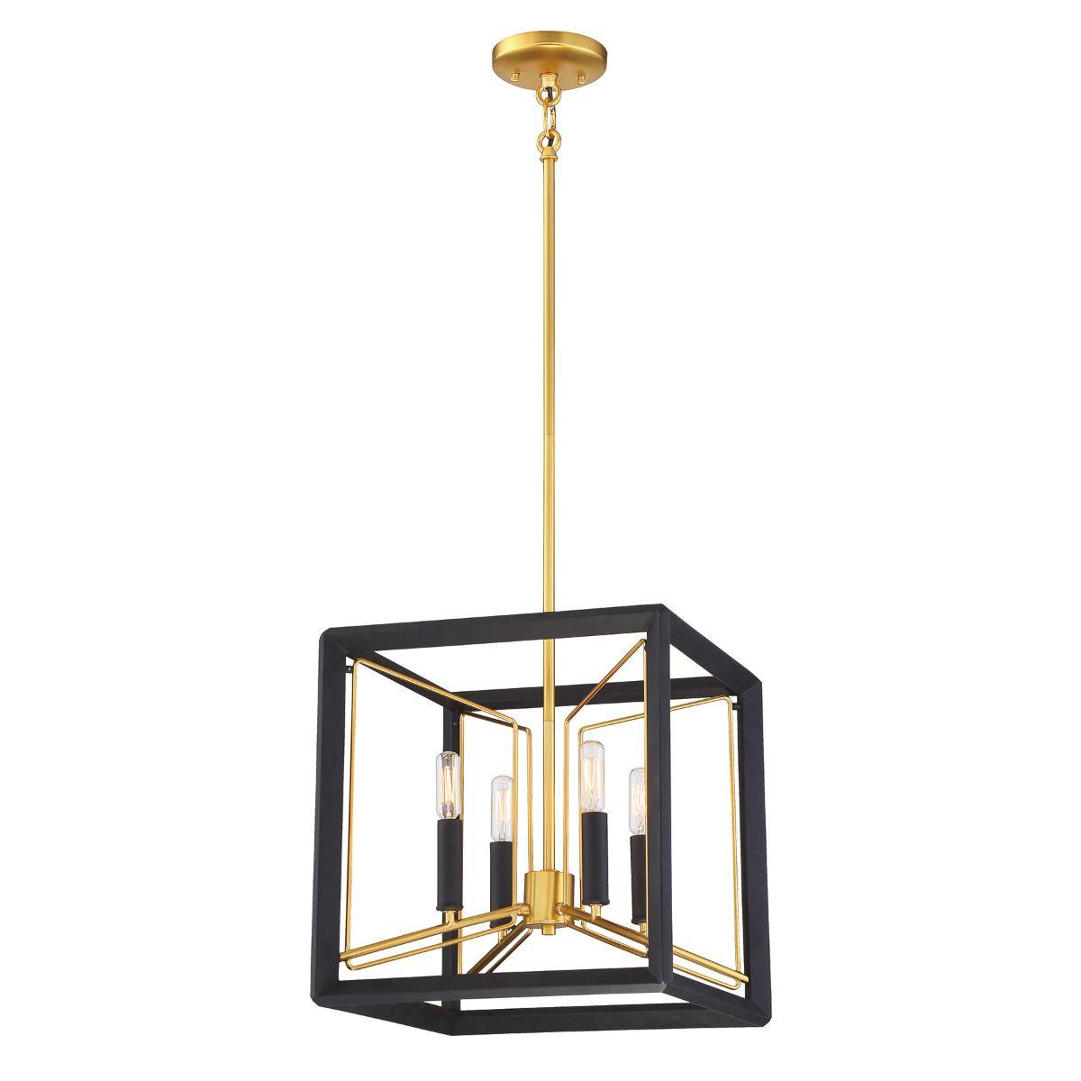 Sable Point 14 in. 4 lights Pendant Light Black & Gold Finish