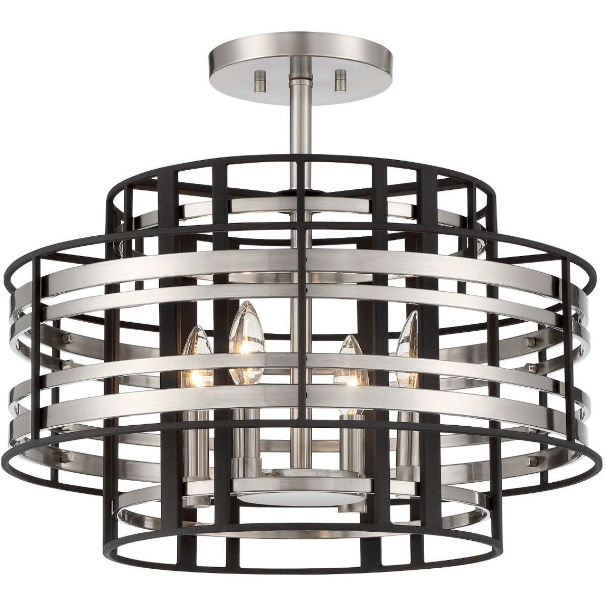 Presten 20 in. 4 lights Semi flush Mount Light Brushed Nickel finish - Bees Lighting