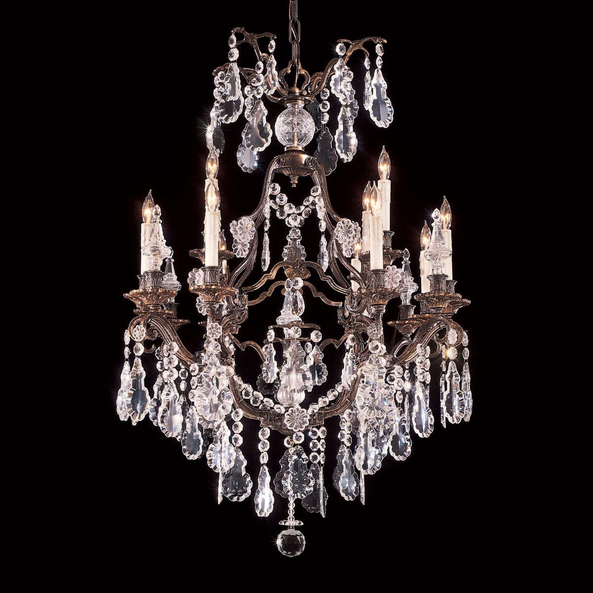 Crystal Collection 32 in. 12 Lights Chandelier Bronze Finish