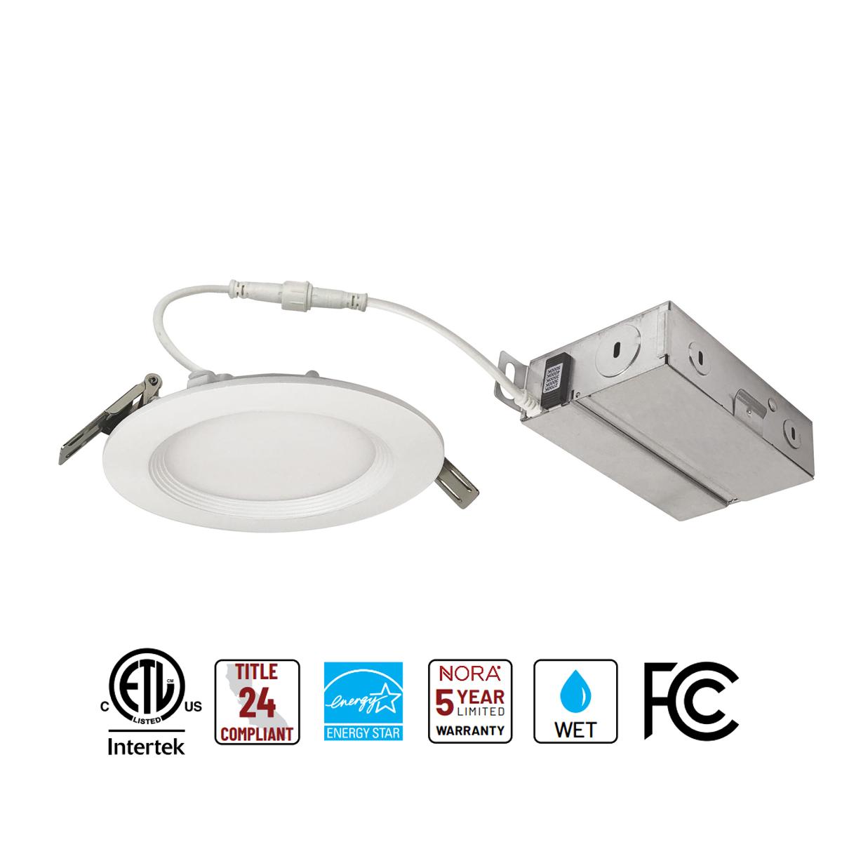 4" LED Canless Recessed Light, 900 Lm, 3CCT, White Baffle Trim - Bees Lighting