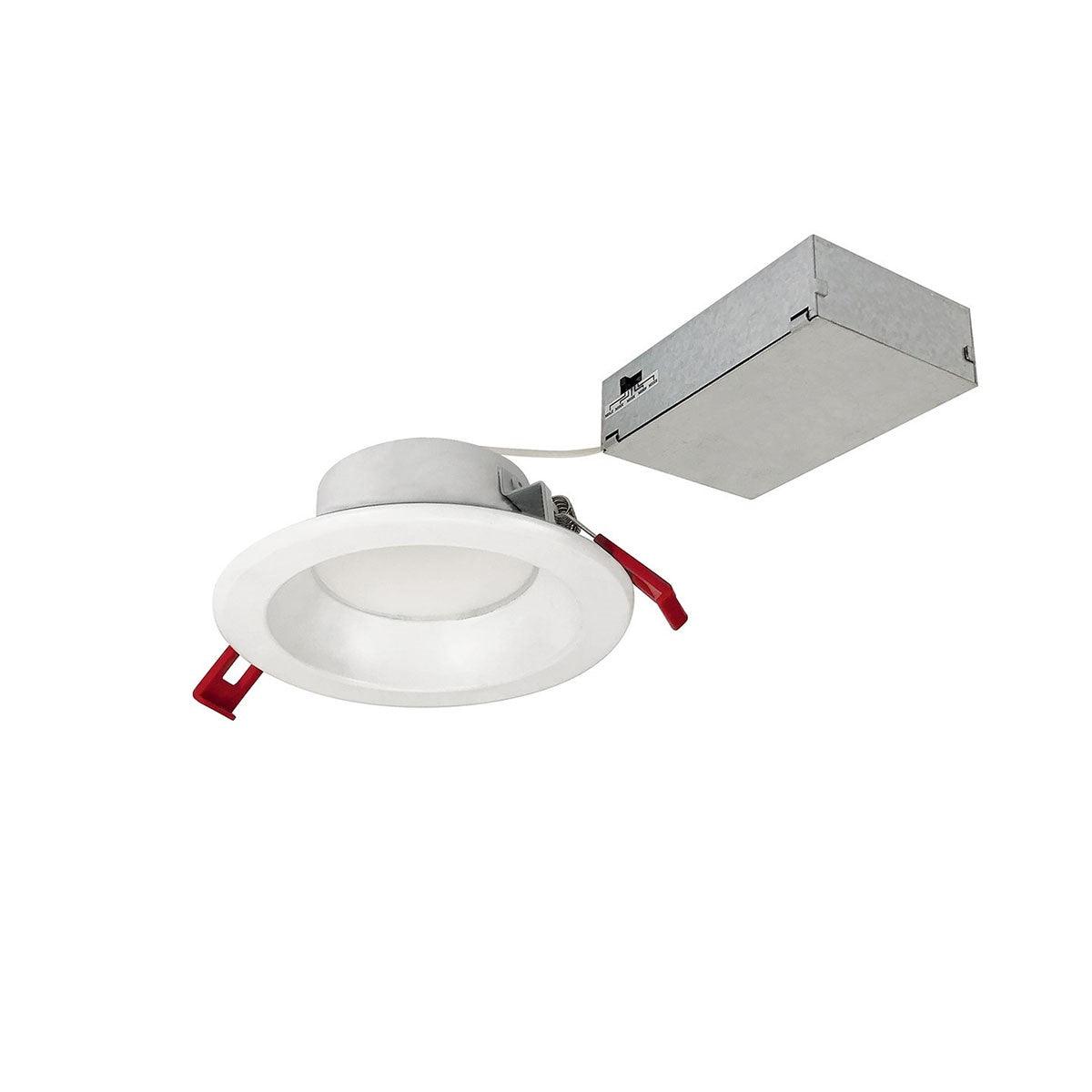 Theia 4 Inch Canless LED Recessed Light, 10 Watt, 950 Lumens, Selectable CCT, 2700K to 5000K, Matte Powder White Finish - Bees Lighting