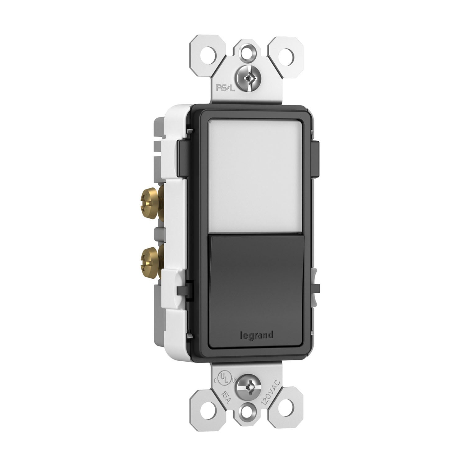 radiant 3-Way Rocker Switch with Night Light, 15-Amp, 120V, Black - Bees Lighting