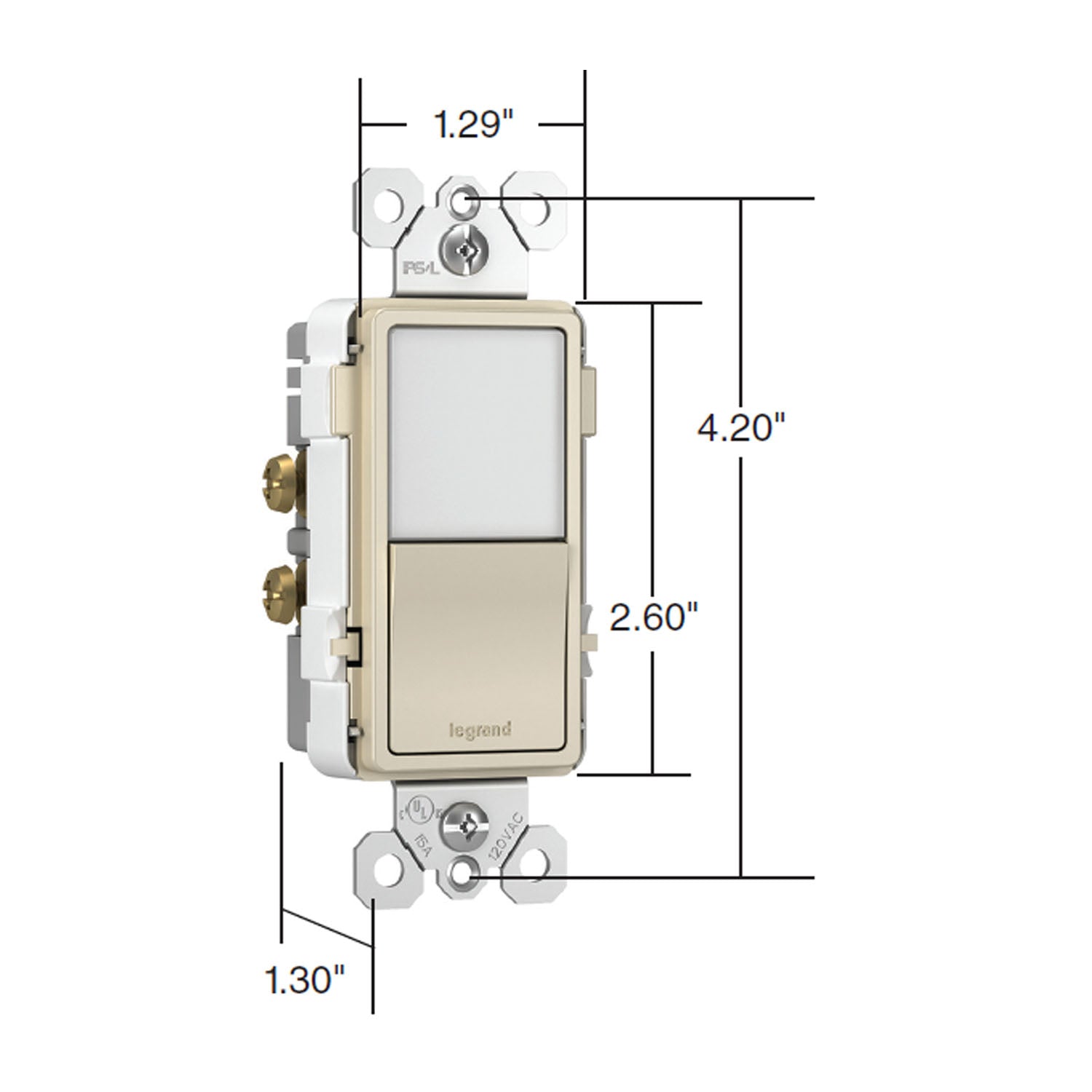 radiant 3-Way Rocker Switch with Night Light, 15-Amp, 120V, White - Bees Lighting
