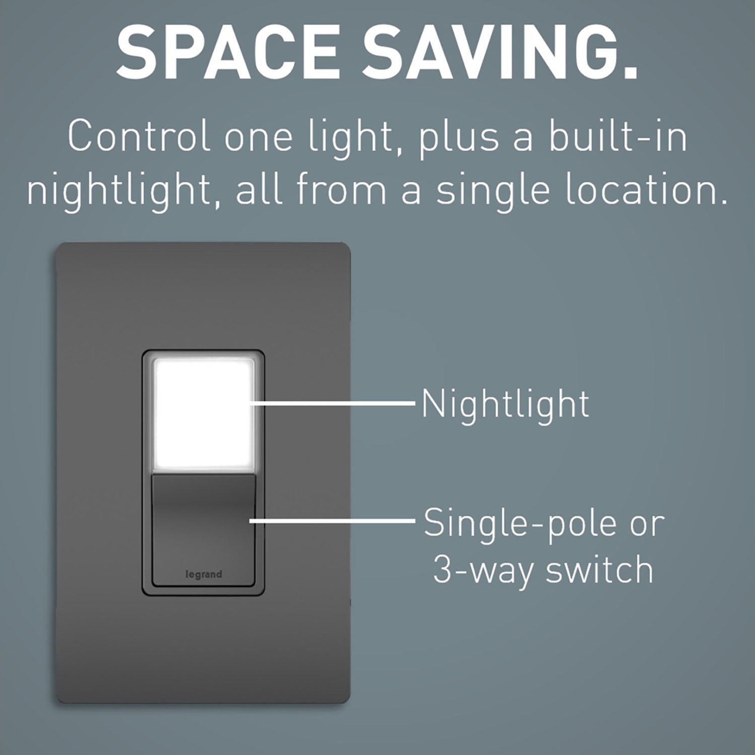 radiant 3-Way Rocker Switch with Night Light, 15-Amp, 120V, Black - Bees Lighting